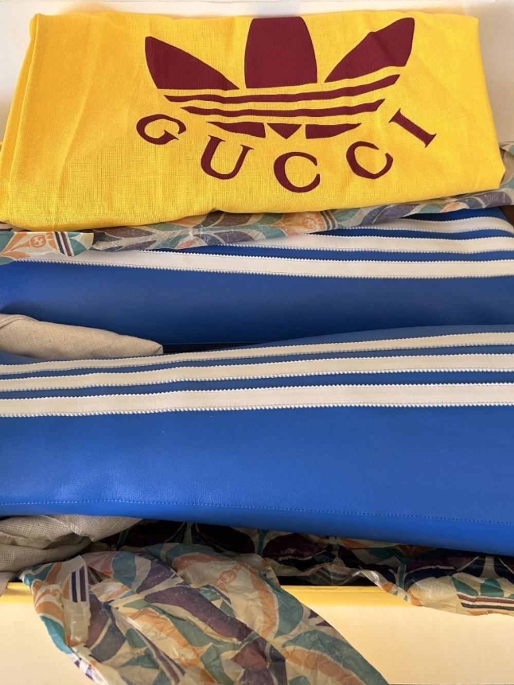 GUCCI x Adidas Blue Leather 73Mm Knee High Stripe Boots Size 9 NIB 715584 - Picture 6 of 9